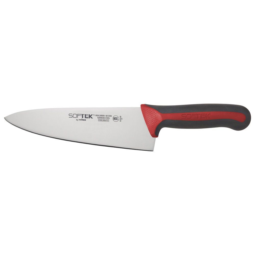 Winco Kstk-80r Sof Tek Red Handle Chefs Knife, 8 Inch