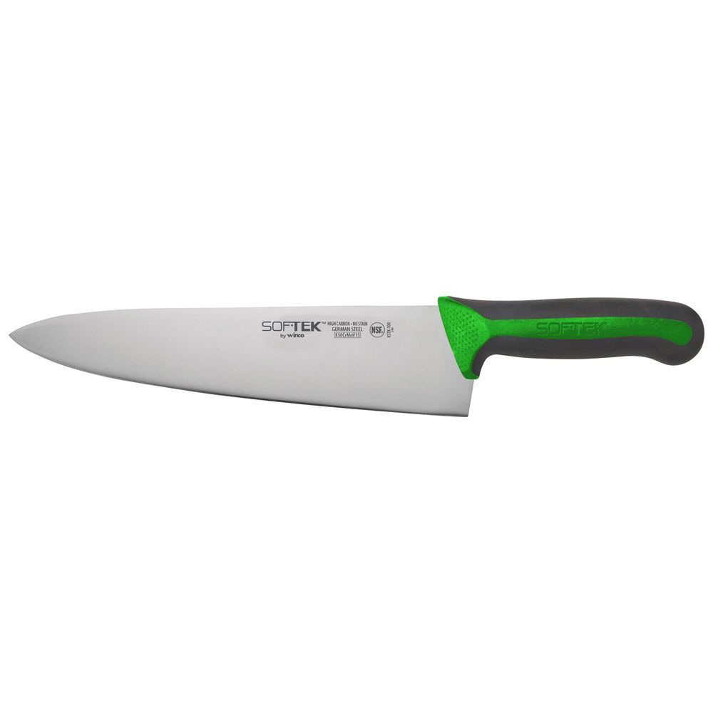 Winco Kstk-100g Sof Tek Green Soft Grip Handle Chefs Knife, 10 Inch