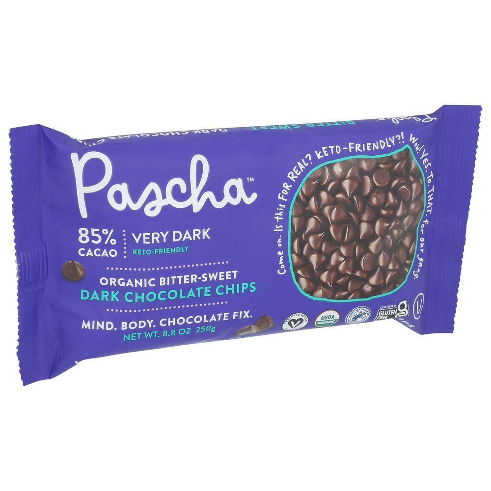 Pascha Organic 85 Percent Cacao Bitter Sweet Dark Chocolate Chips, 8.8 Ounce -- 6 Per Case