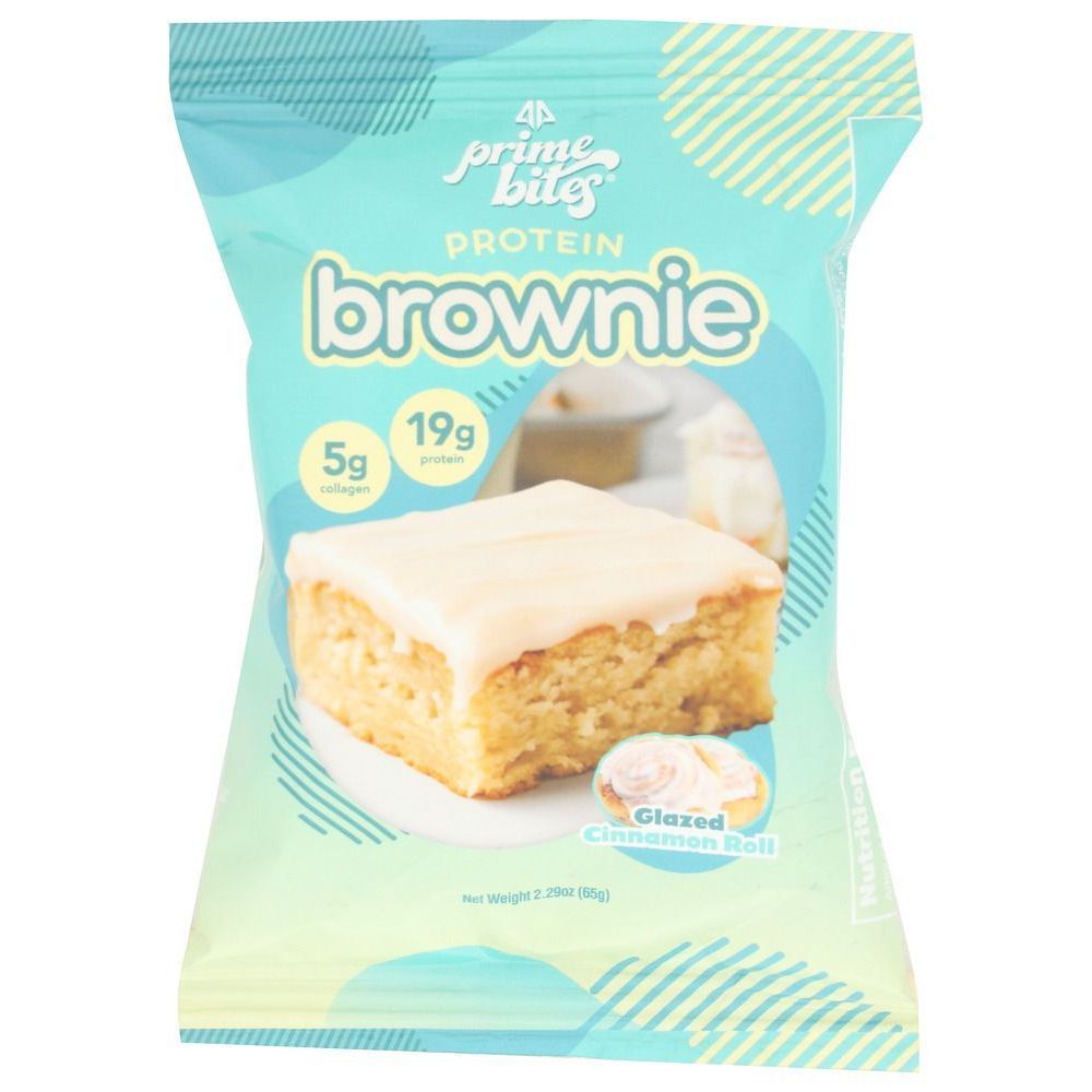 Prime Bites Glazed Cinnamon Roll Protein Brownie Bar, 2.29 Ounce -- 12 Per Case