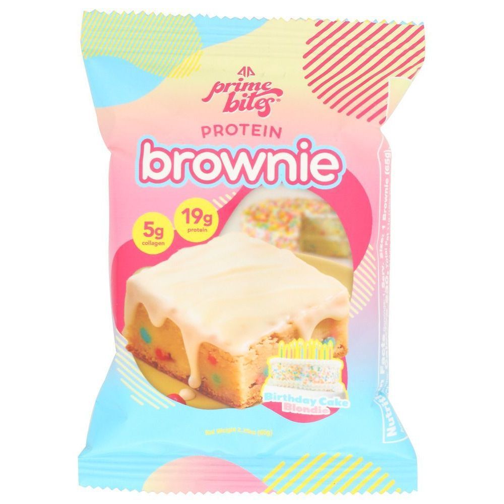 Prime Bites Birthday Cake Blondie Protein Brownie Bar, 2.29 Ounce -- 12 Per Case