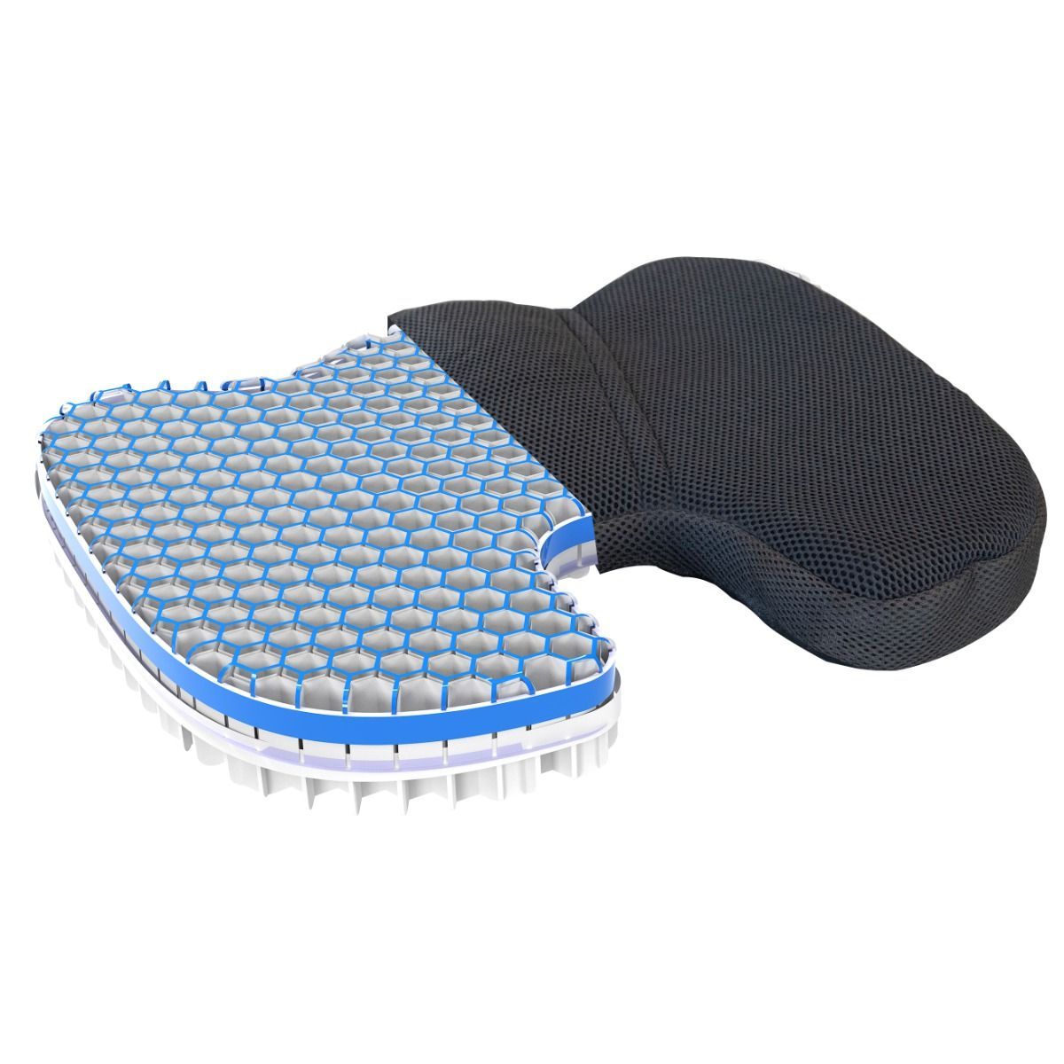 Luxor Gelevation Black Ergonomic Gel Chair Cushion, 18.25 X 14.25 X 3 Inch