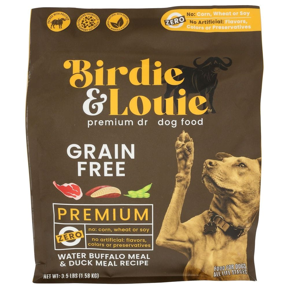 Birdie And Louie Grain Free Premium Water Buffalo Meal And Duck Meal Rice Dry Dog Food, 3.5 Pound -- 4 Per Case