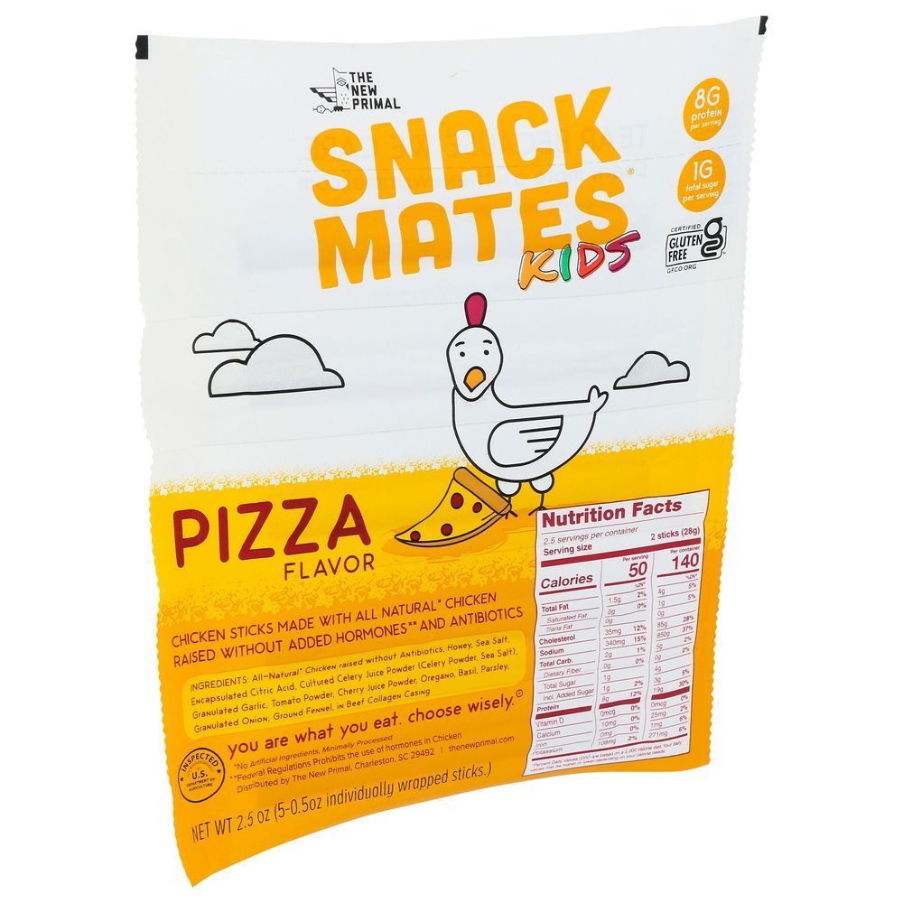 The New Primal Snack Mates Pizza Flavor Chicken Meat Sticks, 2.5 Ounce -- 8 Per Case