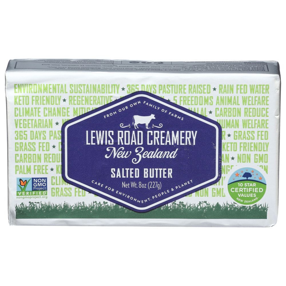 Lewis Road Creamery Grass Feed Salted Butter, 8 Ounce -- 12 Per Case