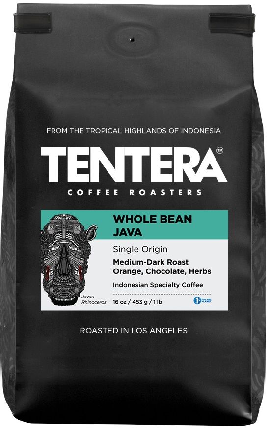 Tentera Whole Bean Java Medium Dark Orange Chocolate Herbs Coffee -- 6 Per Case