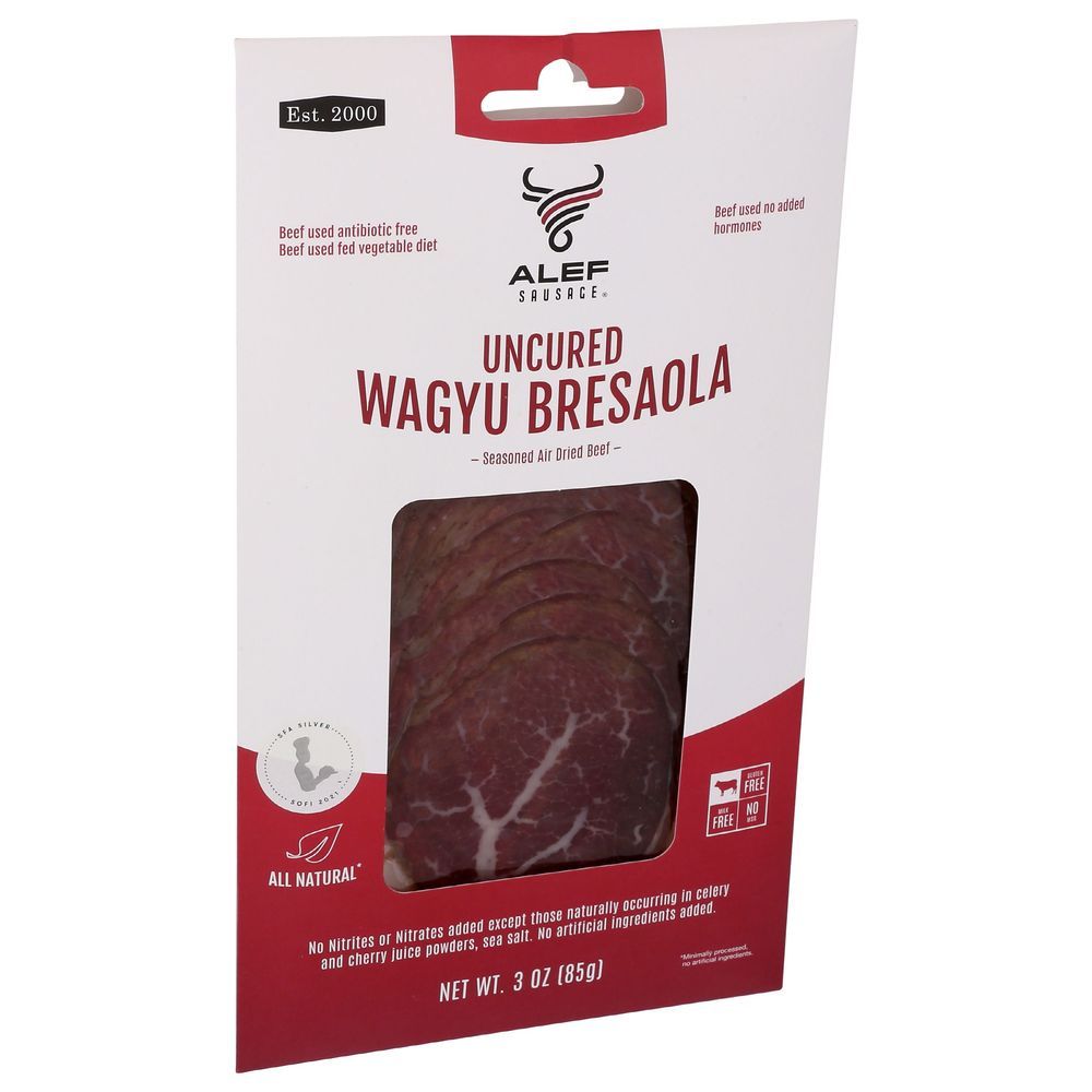Alef Sausage All Natural Uncured Sliced Wagyu Bresaola, 3 Ounce -- 10 Per Case
