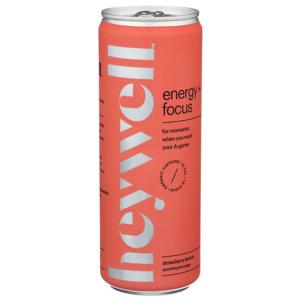 Heywell Energy Plus Focus Strawberry Lemon Sparkling Beverage, 12 Fluid Ounce -- 12 Per Case