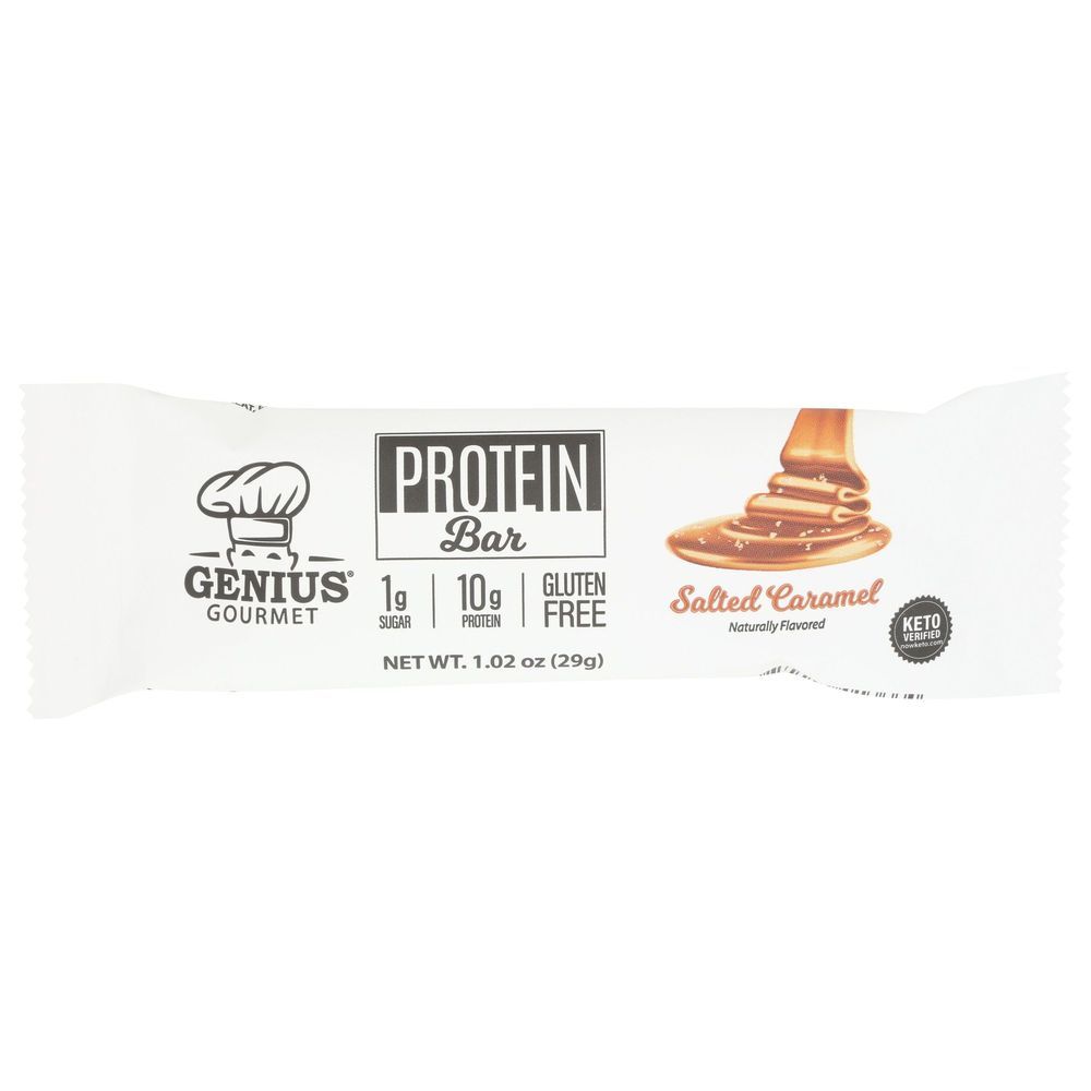 Genius Gourmet Salted Caramel Protein Bar, 1.09 Ounce -- 10 Per Case