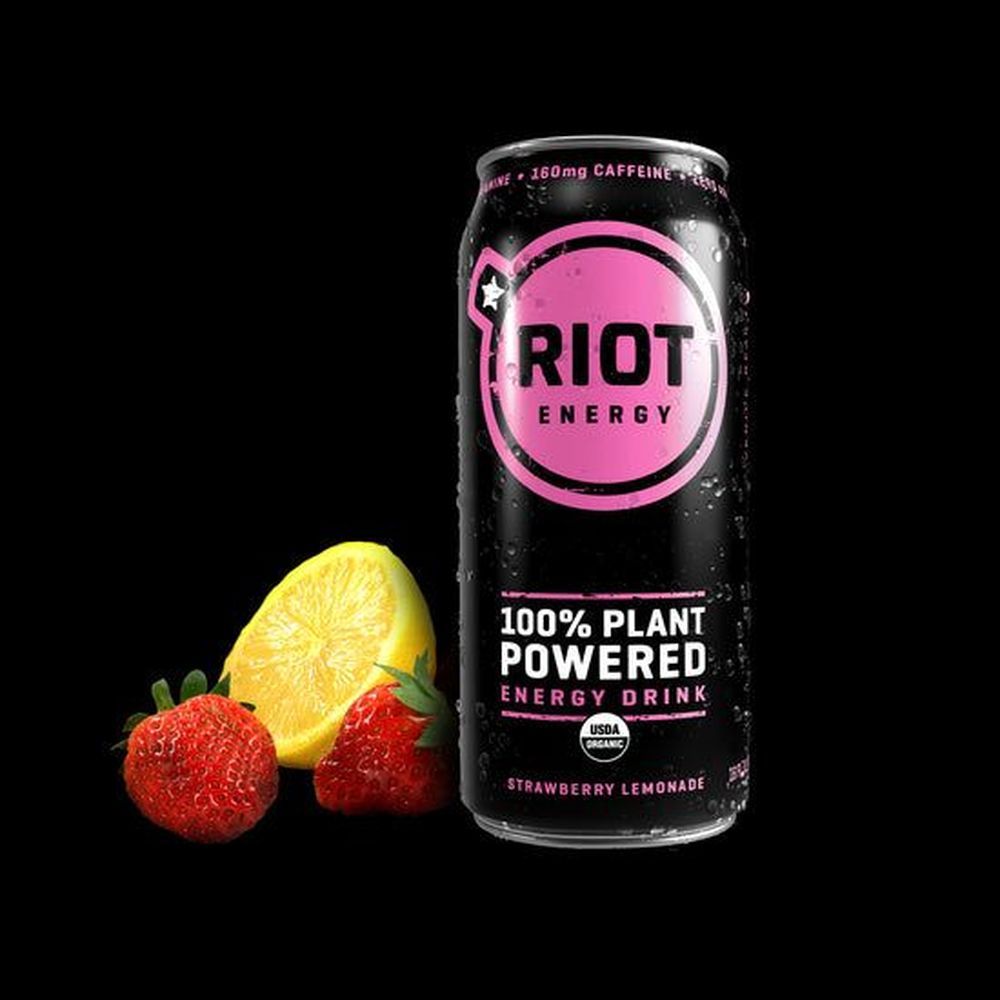 Riot Organic Strawberry Lemonade Energy Drink, 16 Fluid Ounce -- 12 Per Case