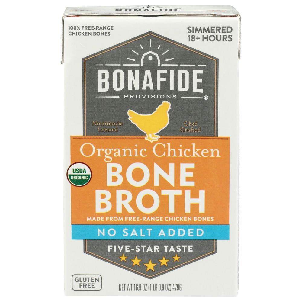 Bonafide Provisions Organic No Salt Added Chicken Bone Broth, 16.9 Fluid Ounce -- 6 Per Case