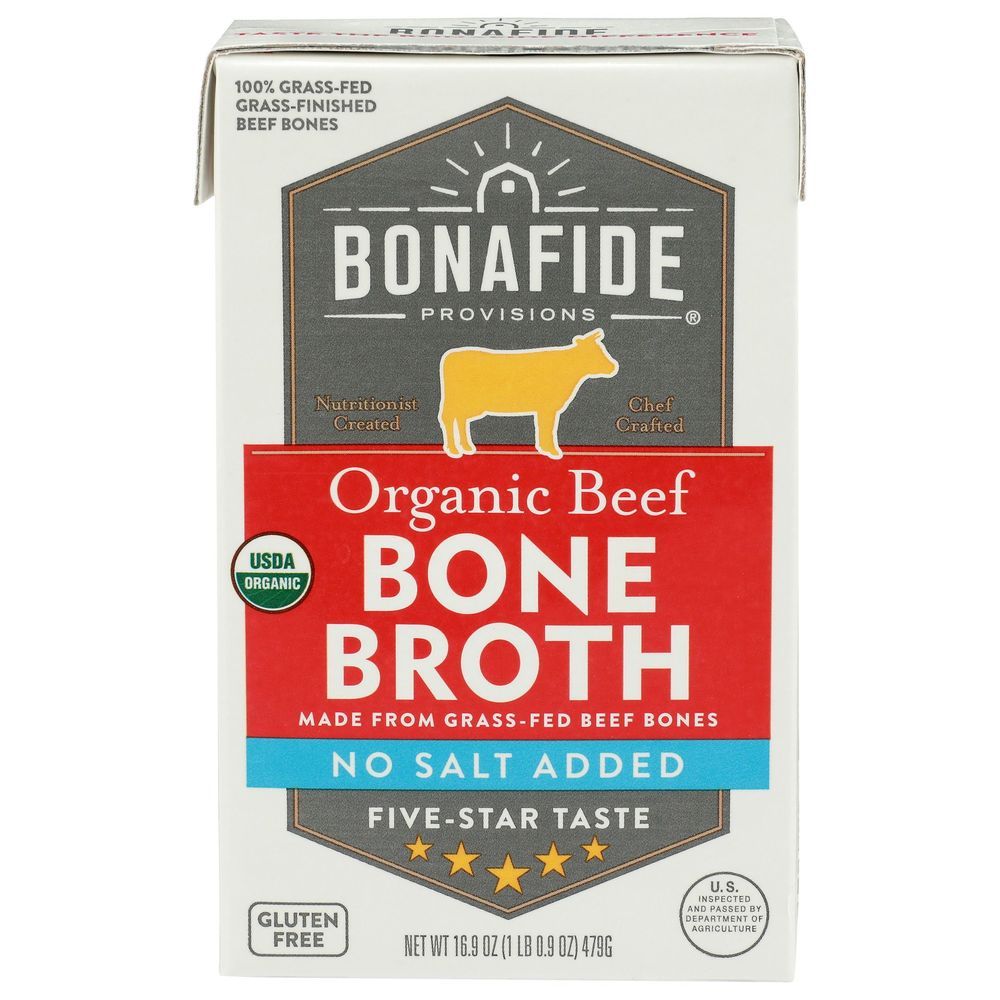 Bonafide Provisions Organic No Salt Added Beef Bone Broth, 16.9 Fluid Ounce -- 6 Per Case