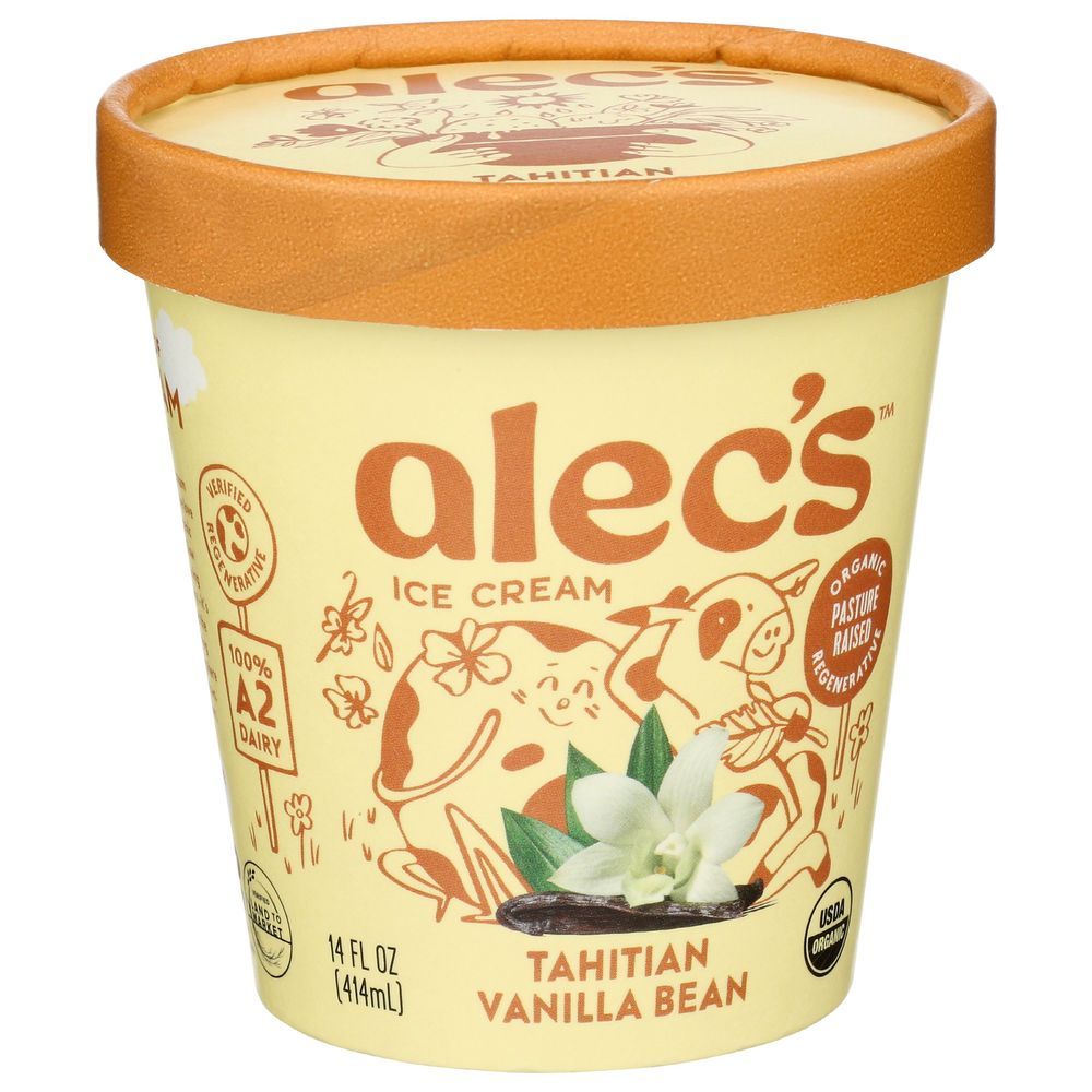 Alecs Organic Tahitian Vanilla Bean Ice Cream, 14 Fluid Ounce -- 8 Per Case