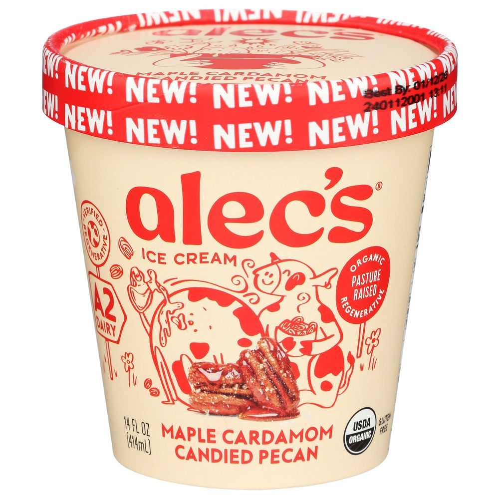 Alecs Organic Maple Cardamom Candied Pecan Ice Cream, 14 Fluid Ounce -- 8 Per Case