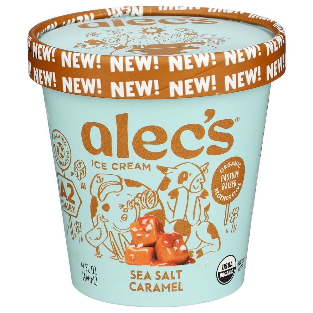 Alecs Organic Sea Salt Caramel Ice Cream, 14 Fluid Ounce -- 8 Per Case