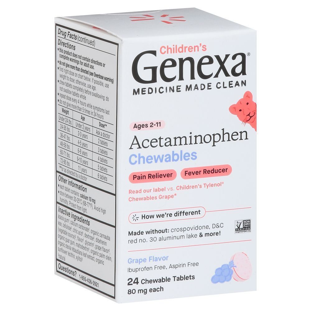 Genexa Acetaminophen Pain Reliever And Fever Reducer For Children, 24 Count