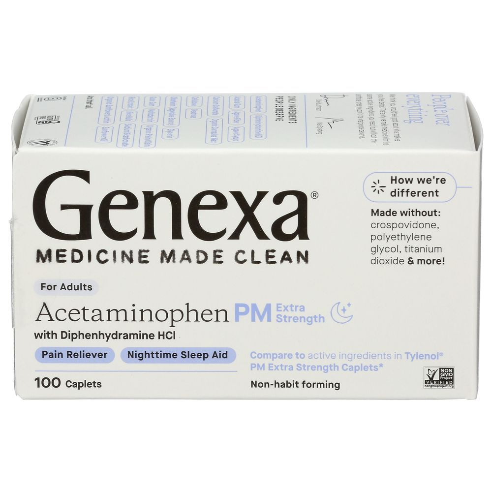 Genexa Acetaminophen Pm Extra Strength Caplets, 100 Count