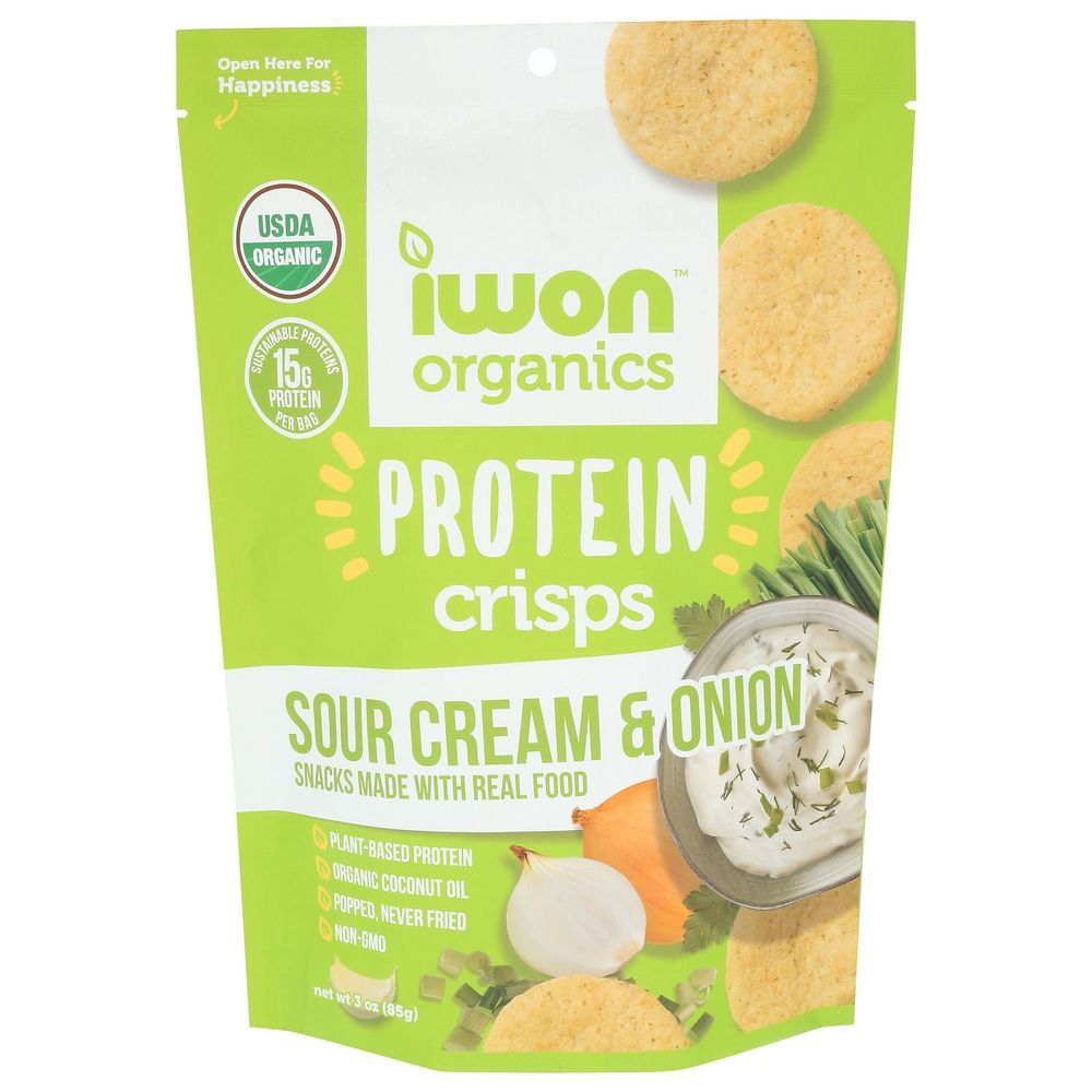 Iwon Organic Sour Cream And Onion Protein Crips, 3 Ounce -- 8 Per Case