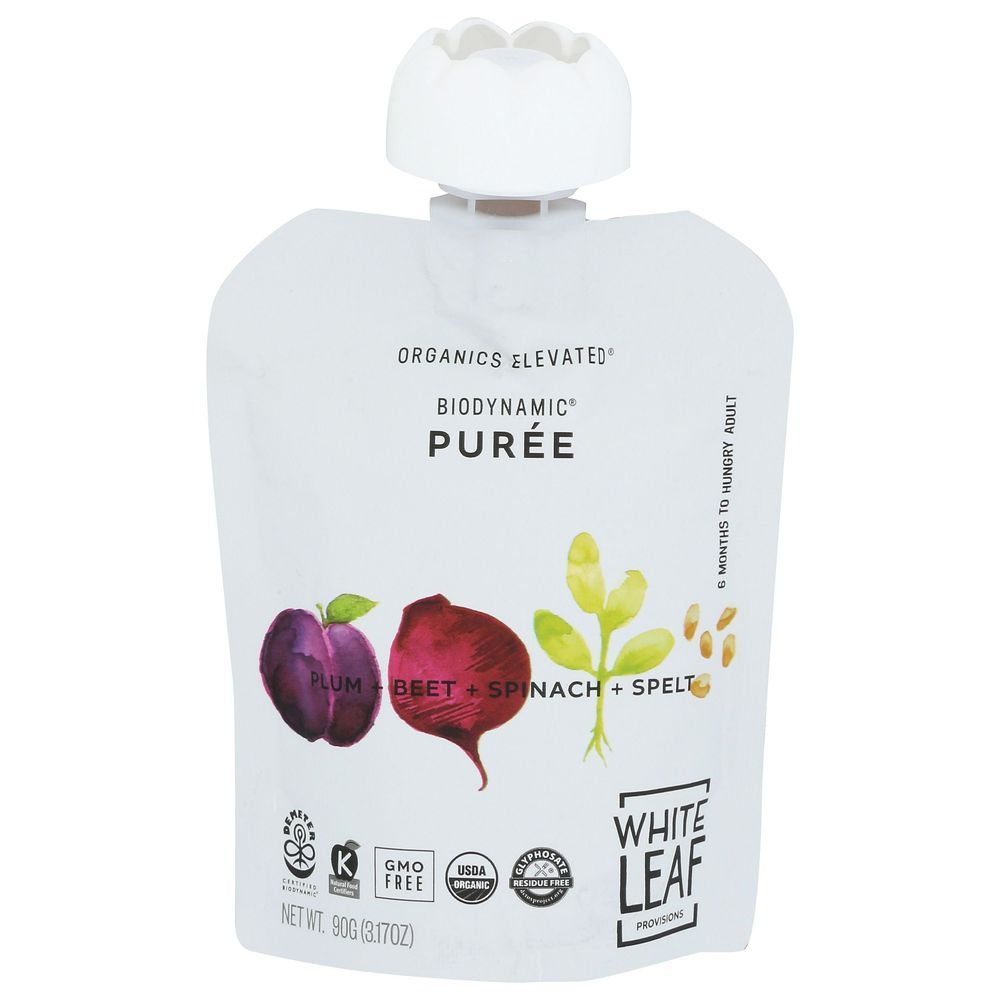 White Leaf Provisions Organics Elevated Plum Beet Spinach Spelt Biodynamic Puree, 3.17 Ounce -- 6 Per Case