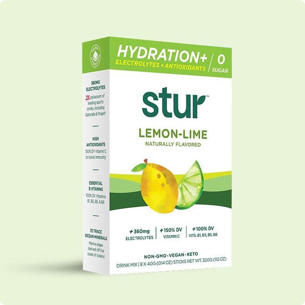 Stur Lemon Lime Hydration Plus Electrolyte Powder Drink Mix, 1.12 Ounce -- 12 Per Case