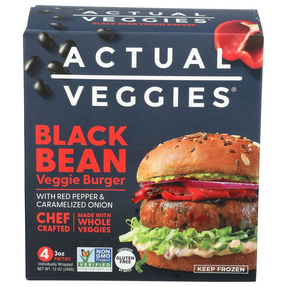 Actual Veggies Black Bean Veggie Burger, 3 Ounce -- 24 Per Case