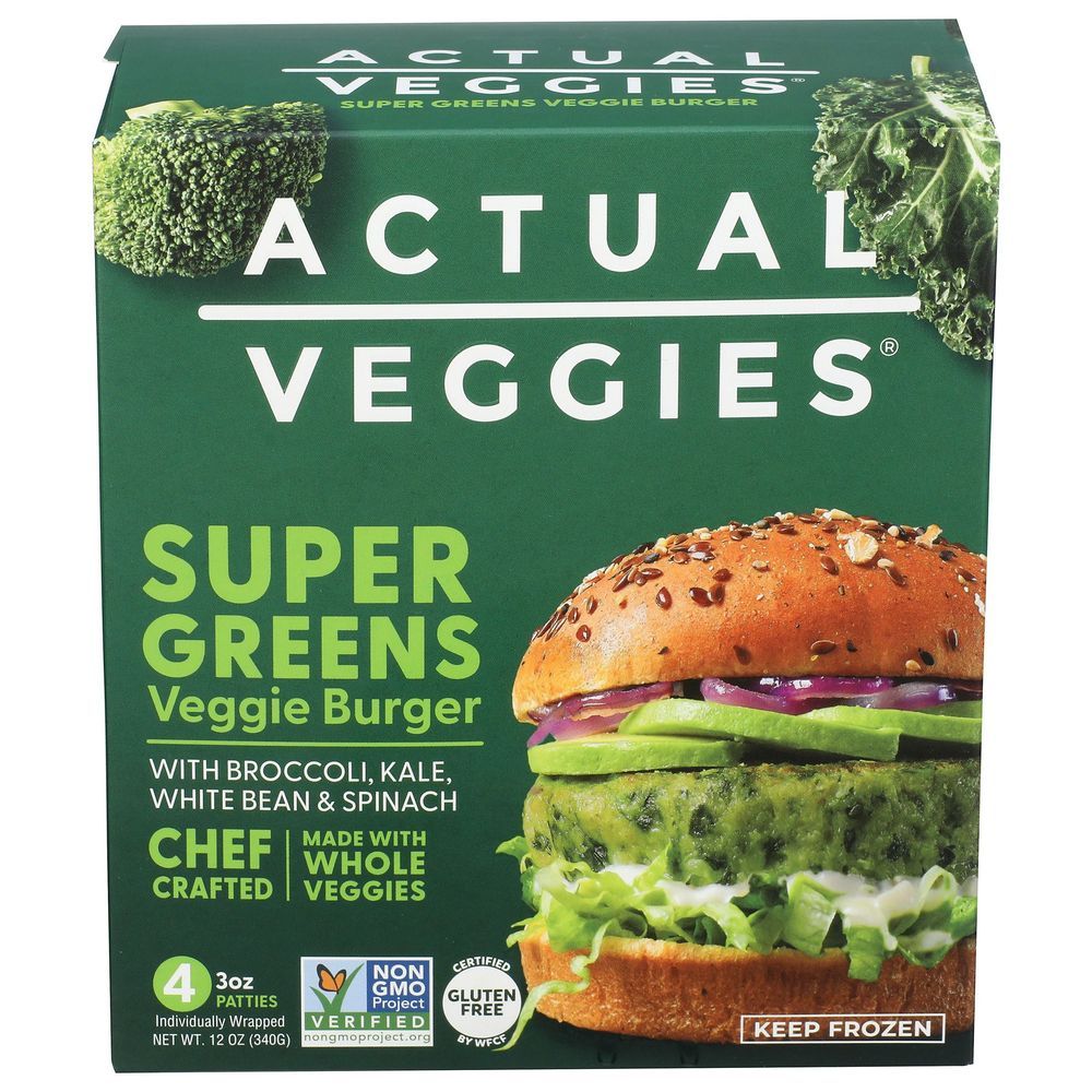 Actual Veggies Superfood Green Veggie Burger, 3 Ounce -- 24 Per Case