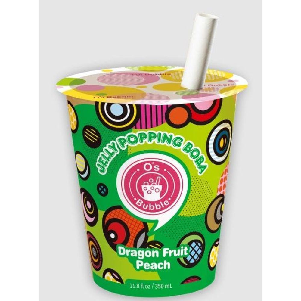Os Bubble Dragon Fruit Peach Jelly Popping Boba, 11.7 Fluid Ounce -- 8 Per Case