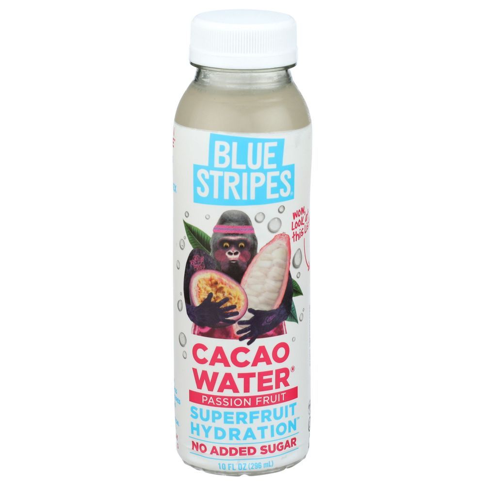 Blue Stripes Passion Fruit Cacao Water, 10 Fluid Ounce -- 6 Per Case