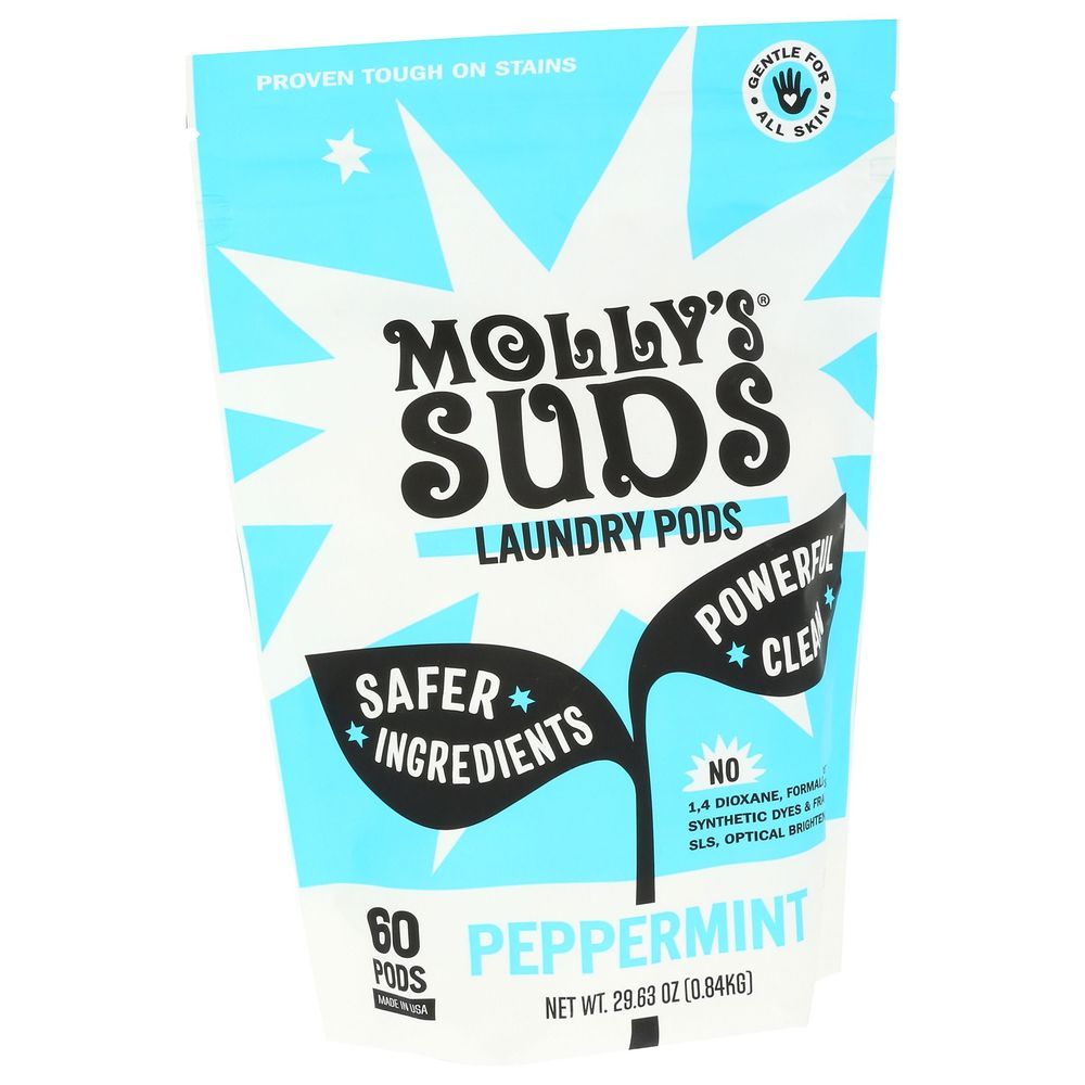 Molly's Suds Peppermint Laundry Powder Pods, 29.63 Ounce -- 6 Per Case