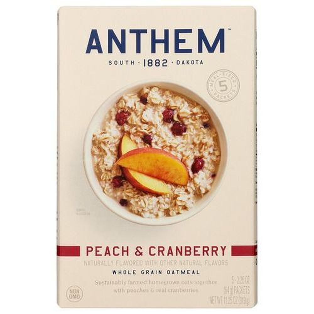 Anthem Peach Cranberry Whole Grain Oatmeal, 11.25 Ounce Cup -- 6 Per Case