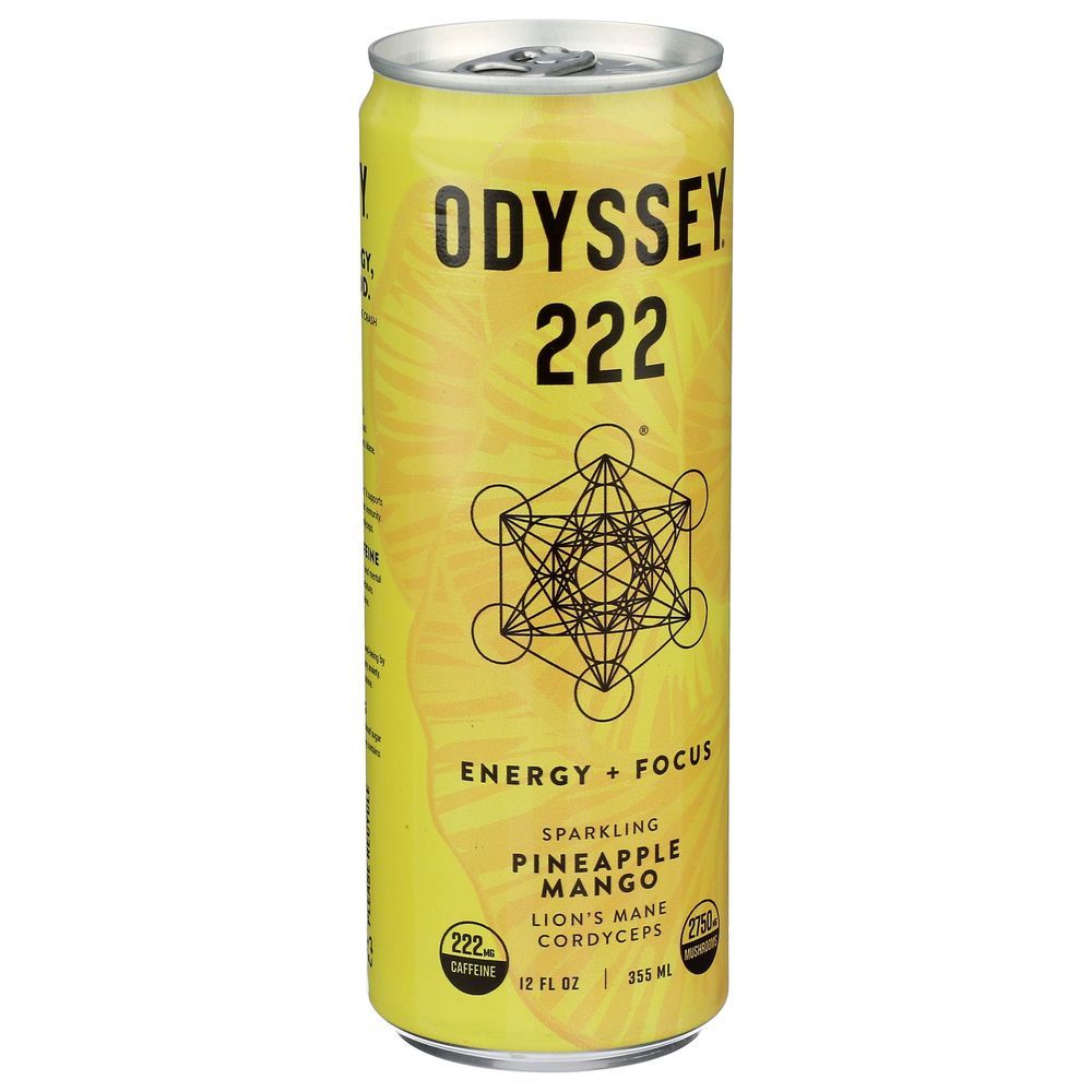 Odyssey 222 Pineapple Mango Sparkling Energy Plus Focus Drink, 12 Fluid Ounce -- 12 Per Case