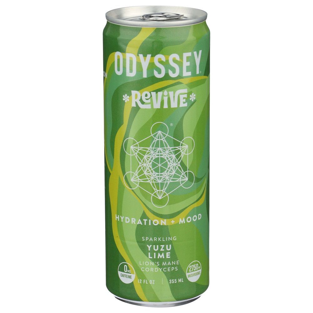 Odyssey Revive Sparkling Yuzu Lime Hydrating Plus Mood Drink, 12 Fluid Ounce -- 12 Per Case