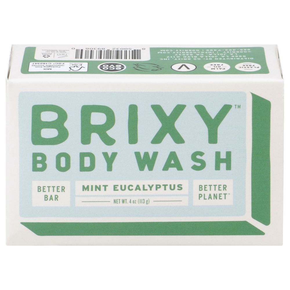 Brixy Mint Eucalyptus Body Wash Bar, 4 Ounce -- 3 Per Case