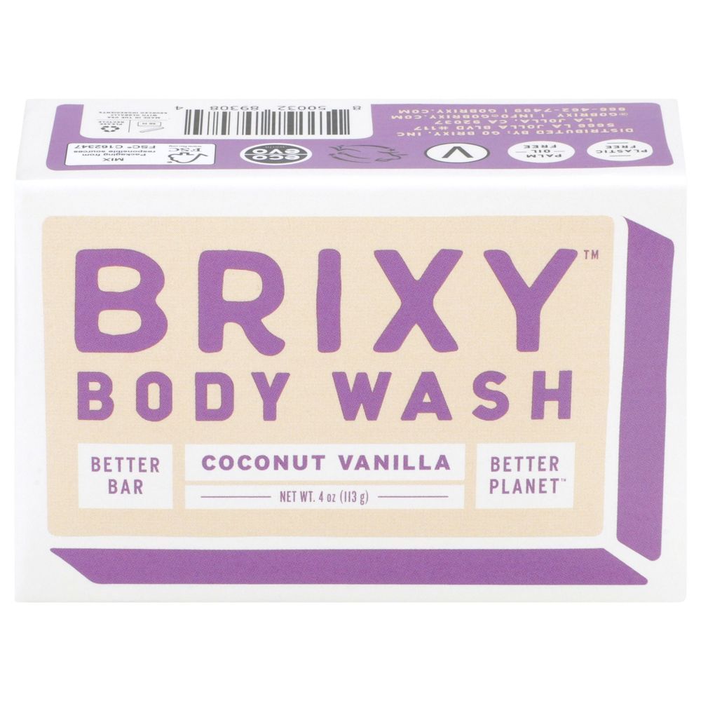 Brixy Coconut Vanilla Body Wash Bar, 4 Ounce -- 3 Per Case.