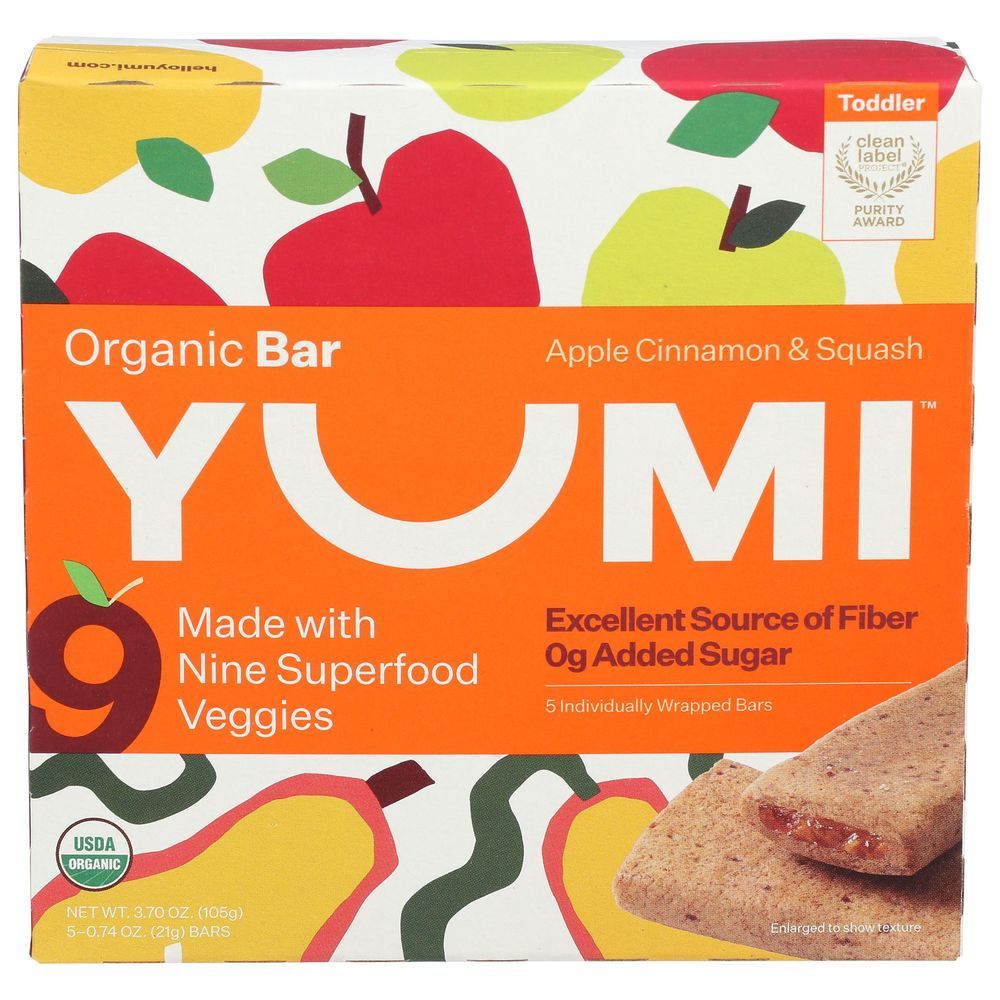 Yumi Organic Apple Cinnamon And Squash Bar, 3.7 Ounce -- 6 Per Case