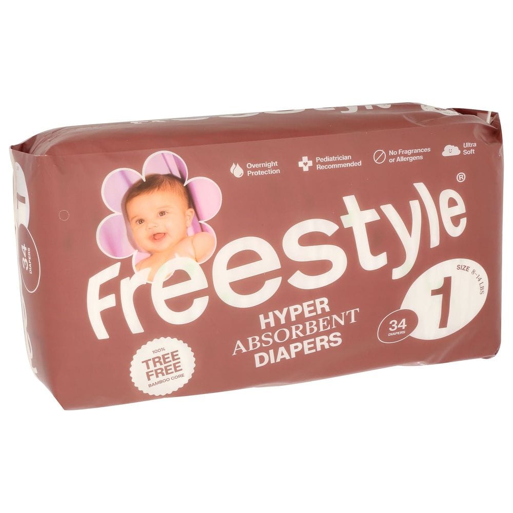 Freestyle Size 1 Hyper Absorbent Baby Diaper, 34 Count -- 6 Per Case