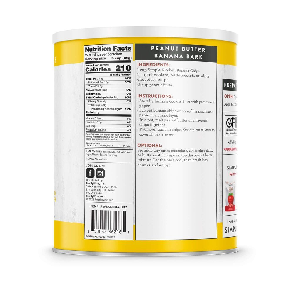 Simple Kitchen Dried Bananas Chips, 22 Servings -- 6 Per Case