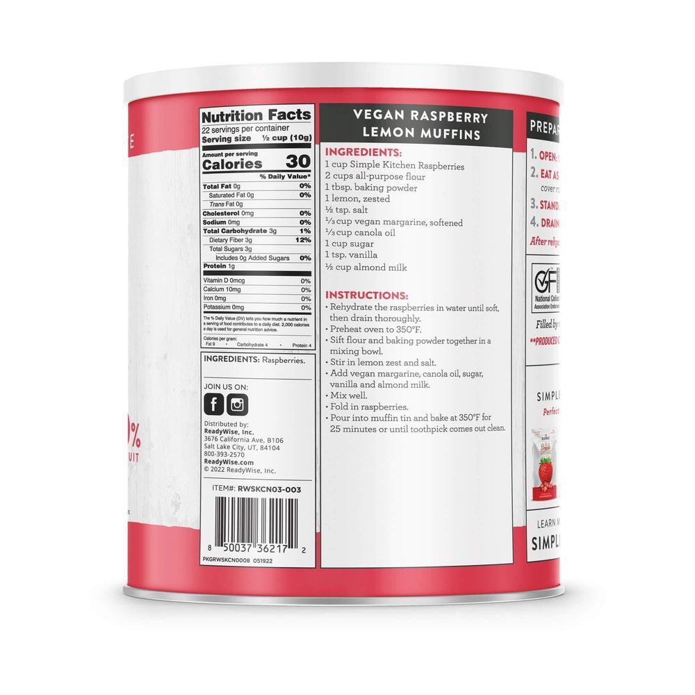 Simple Kitchen Freeze-dried Raspberries, 22 Servings -- 6 Per Case
