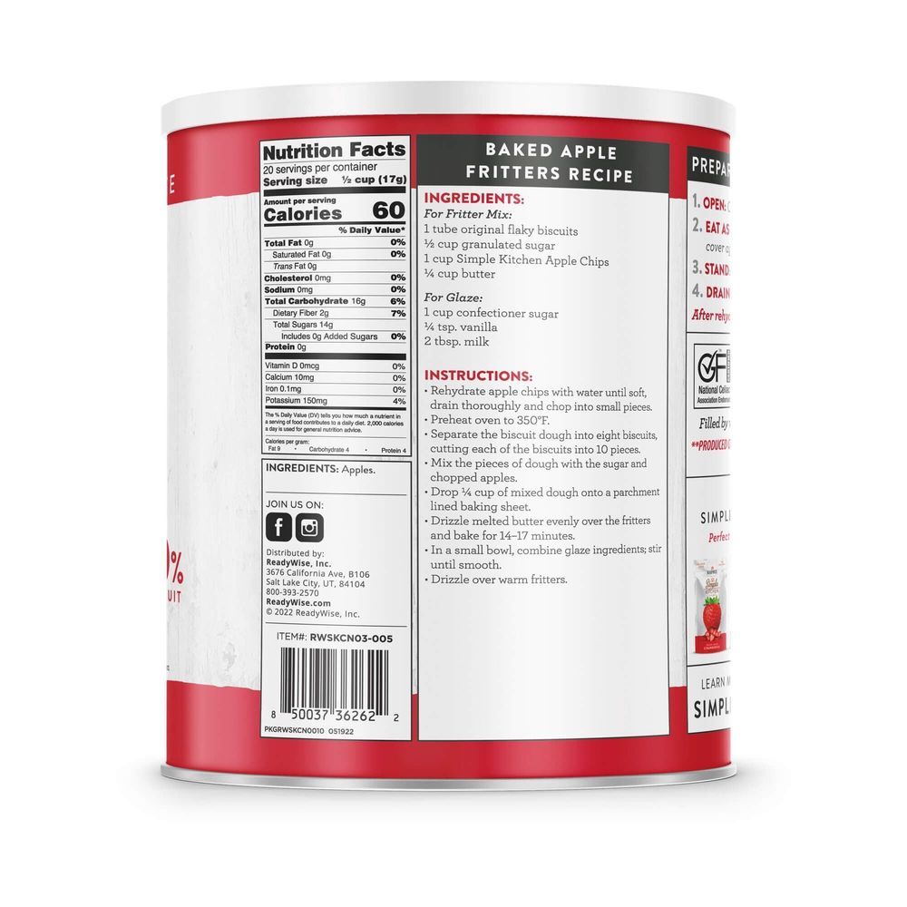 Simple Kitchen Dried Apple Chips, 20 Servings -- 6 Per Case