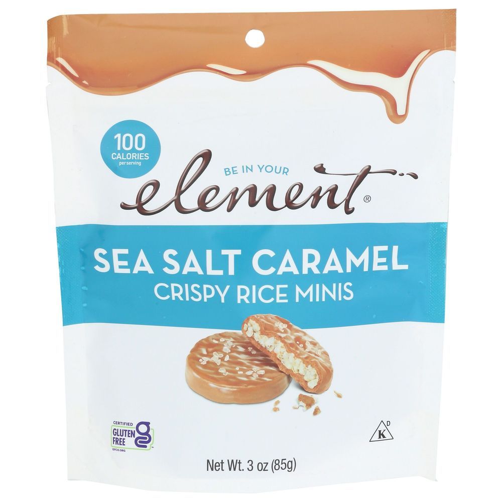 Element Sea Salt Caramel Crispy Rice Minis Snacks, 3 Ounce -- 8 Per Case