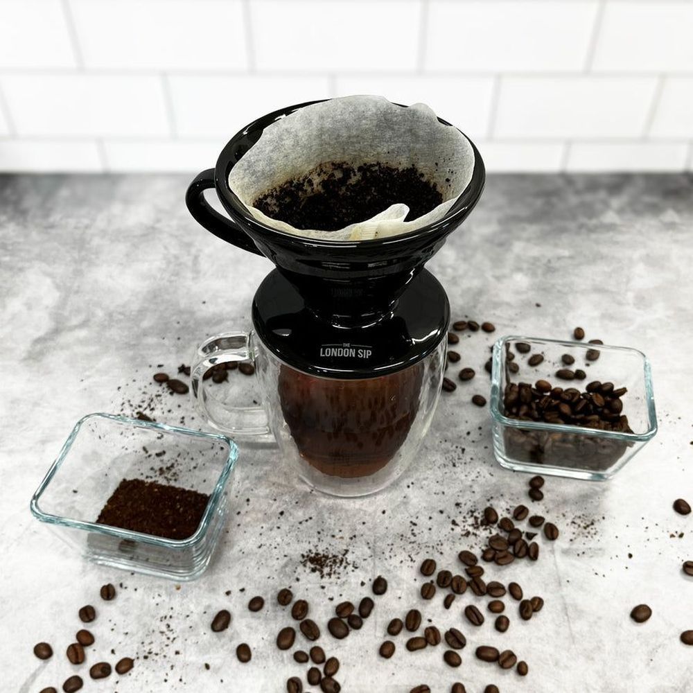 London Sip 1-2 Cup Black Ceramic Coffee Dripper