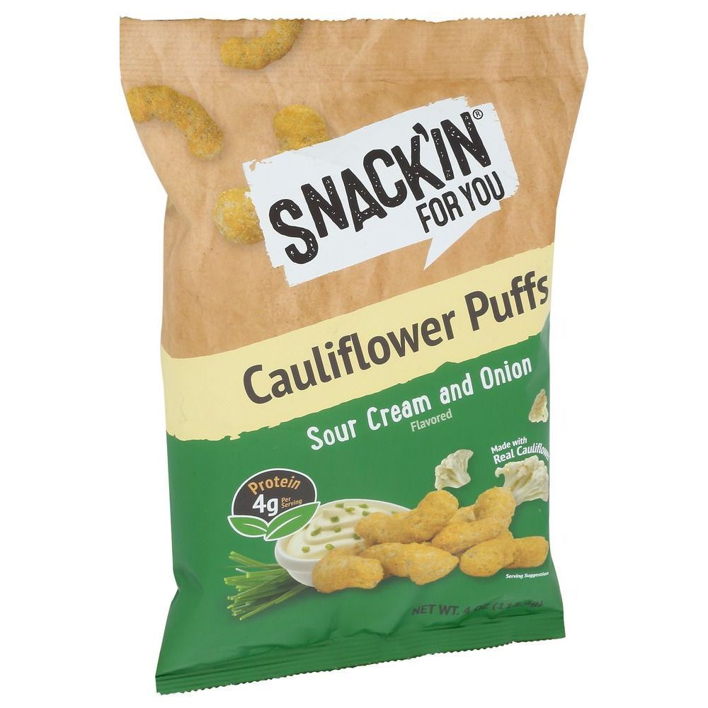 Snackin For You Sour Cream And Onion Cauliflower Puffs, 4 Ounce -- 12 Per Case