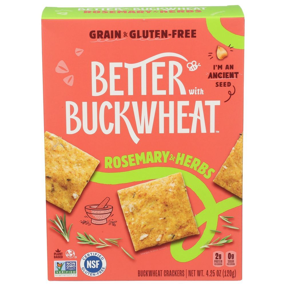 Better With Buckwheat Rosemary Herb Crackers, 4.25 Ounce -- 6 Per Case