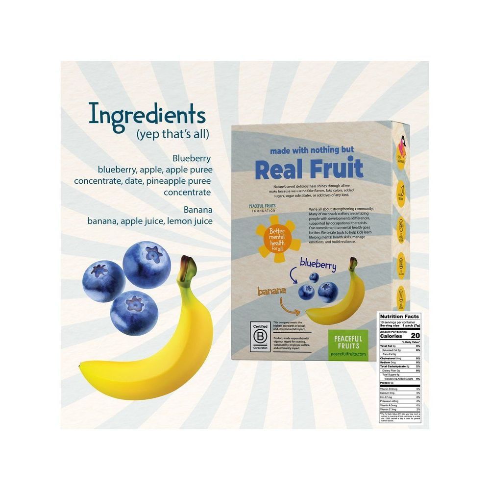 Peaceful Fruits Sea Creatures Banana Blueberry Fruit Stickers, 2.5 Ounce -- 12 Per Case
