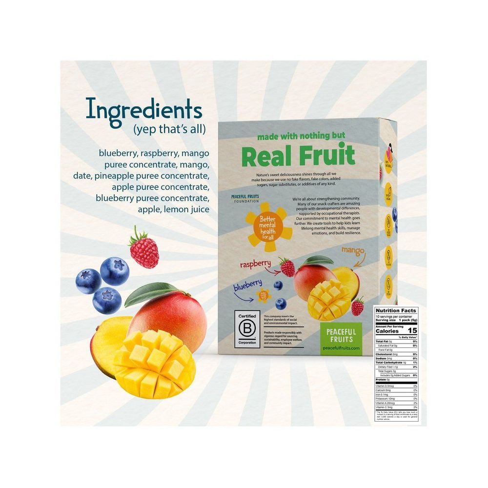 Peaceful Fruits Raspberry Blueberry And Mango Fruit Dots, 2 Ounce -- 12 Per Case