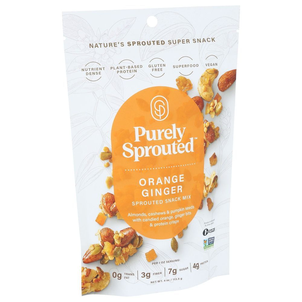 Purely Sprouted Orange Ginger Sprouted Snack Mix, 4 Ounce -- 6 Per Case