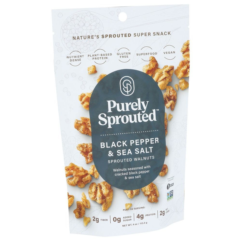 Purely Sprouted Black Pepper And Sea Salt Sprouted Walnuts, 4 Ounce -- 6 Per Case
