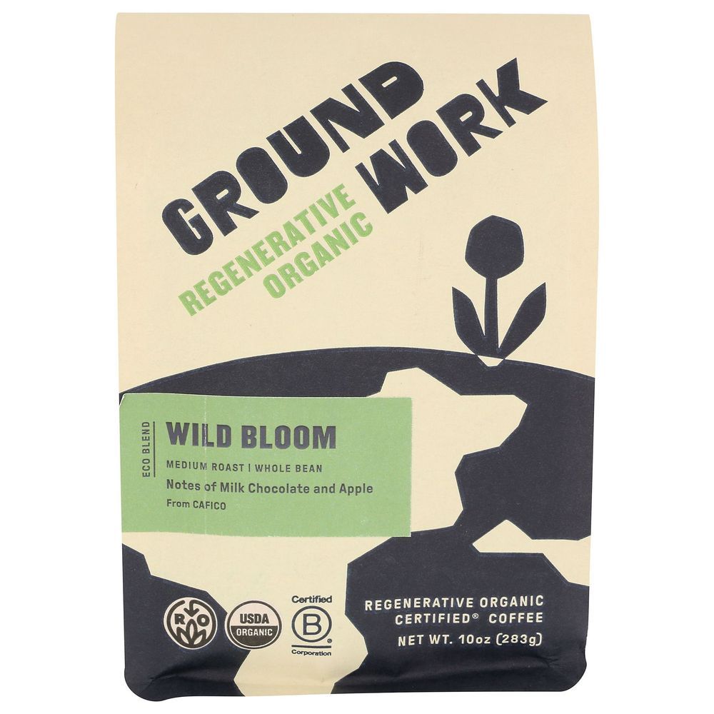 Groundwork Organic Wild Bloom Whole Bean Coffee, 10 Ounce -- 6 Per Case