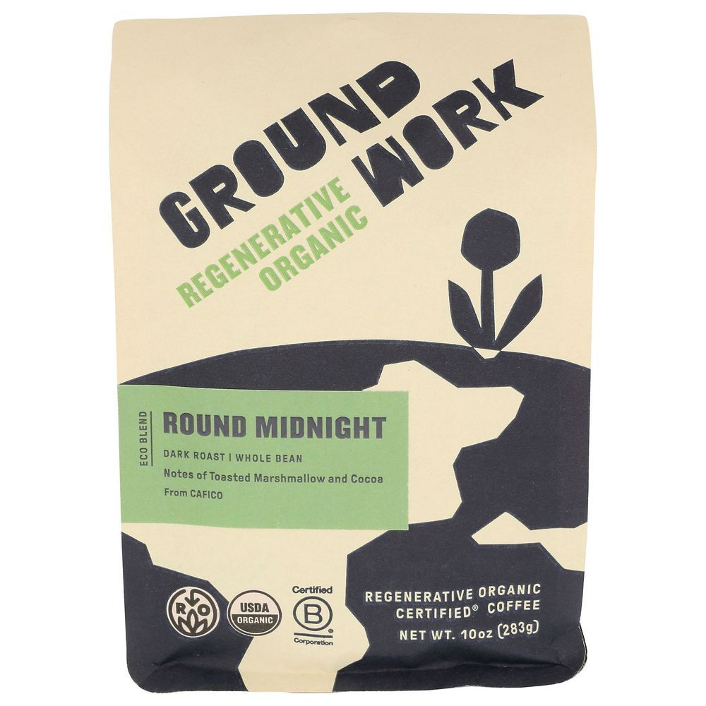 Groundwork Organic Round Midnight Whole Bean Coffee, 10 Ounce -- 6 Per Case