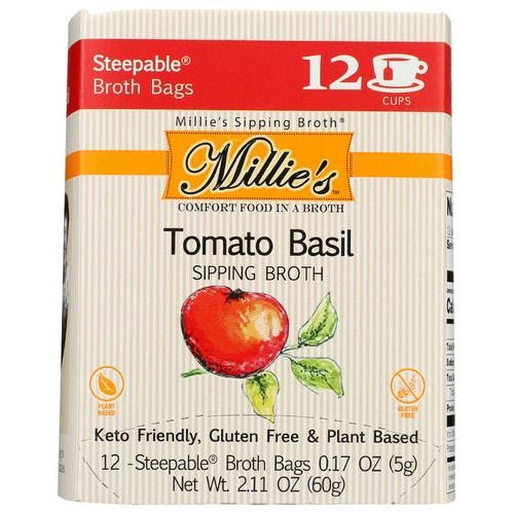 Millie's Sipping Broth Tomato Basil Sipping Broth, 12 Count -- 6 Per Case